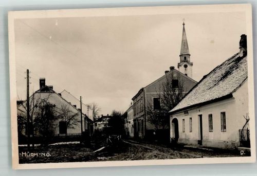 3383 Hürm Foto AK Kirche Straßenansicht