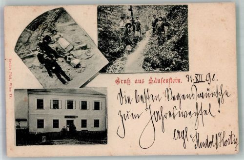 3374 Säusenstein 1898 Foto AK Gruss aus