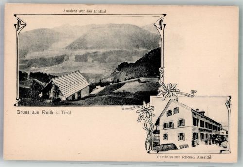 6100 Reith bei Seefeld Foto AK Gasthaus zur schönen Aussicht Blick ins Inntal