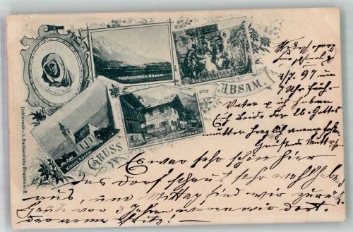 6060 Absam 1897 Foto AK Kirche Geigenmacherhaus