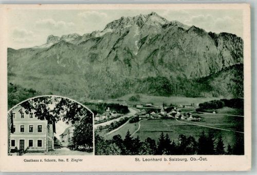 5082 Grödig Foto AK St. Leonhard Gasthaus zum Schorn