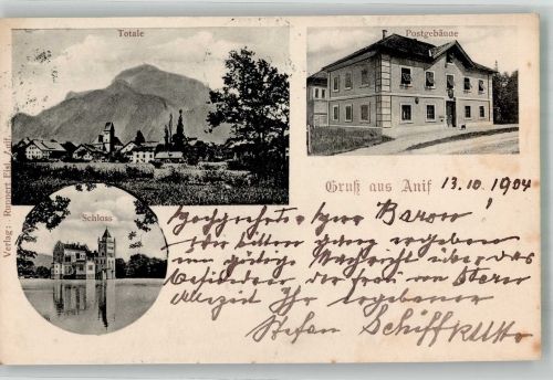 5081 Anif 1904 Foto AK Postamt Schloss