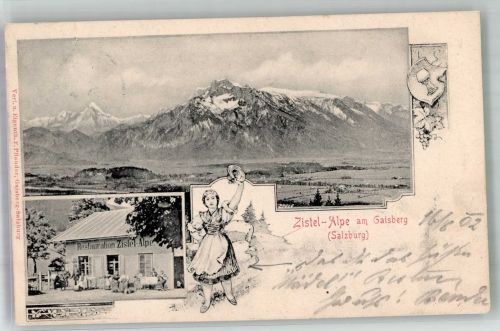 5020 Salzburg 1902 Foto AK Tracht Gasthaus Zistel-Alpe am Gaisberg