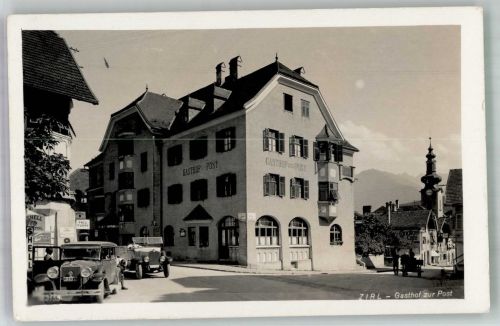 6170 Zirl Foto AK Tankstelle Shell Auto Gasthaus zur Post