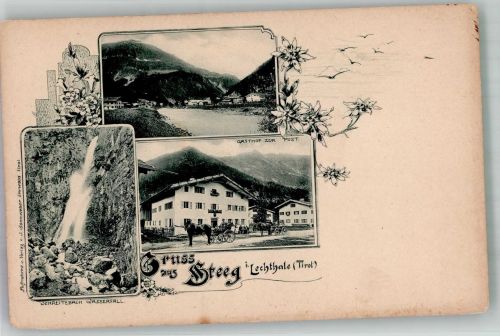 6655 Steeg Foto AK Gasthaus zur Post Schreitebach Wasserfall