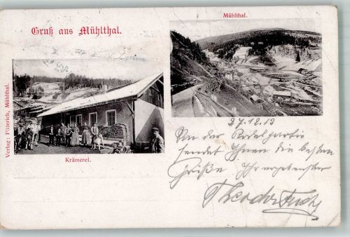 6311 Oberau 1912 Gebrauchsspuren Krämerei Mühlthal