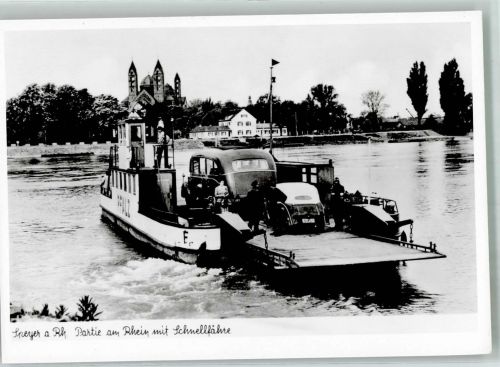 67346 W6720 Speyer Foto AK Omnibus Auto Schnell- Fähre Pflaz