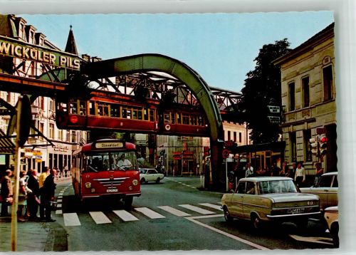 42103 W5600 Vohwinkel Foto AK Schwebebahn Omnibus Auto Am Kaiserplatz