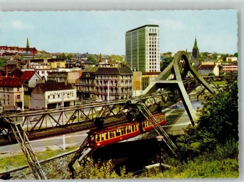 42103 W5600 Wuppertal Foto AK Schwebebahn Stadtmitte