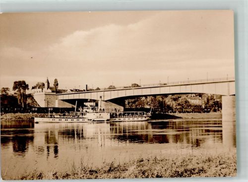 01587 O8400 Riesa 1968 Foto AK Elbdampfer Riesa Neue Elbbrücke