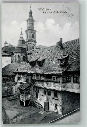 91438 W8532 Bad Windsheim 1911 Foto AK Stadt- Kirche