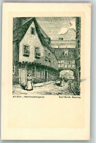 50667 W5021 Köln Altstadt-Süd 101 1946 Radierung Martinsabtei- Gasse