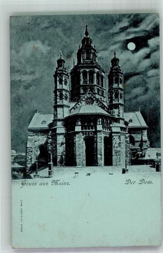 55116 W6500 Mainz a Rhein Mondschein Dom