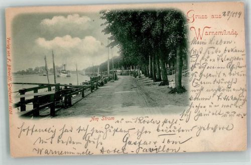 18055 O2540 Warnemünde 1899 Foto AK Am Strom