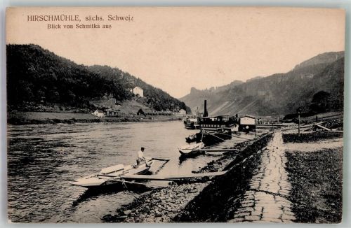 01814 O8320 Schmilka Foto AK Fähre Dampfer Hirschmühle Sächsische Schweiz