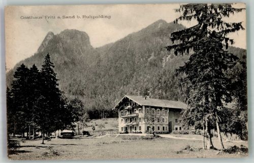 83324 W8222 Ruhpolding 1907 Foto AK Gasthaus Fritz a. Sand
