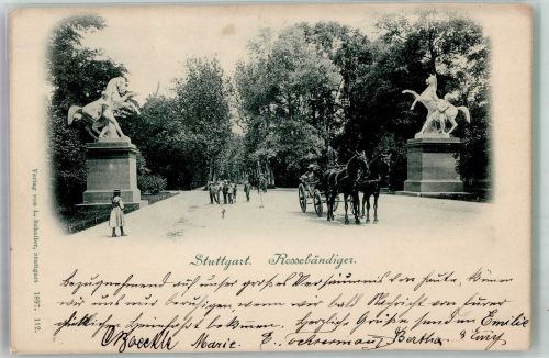70173 W7000 Stuttgart 1897 Foto AK Denkmal Rossbändiger