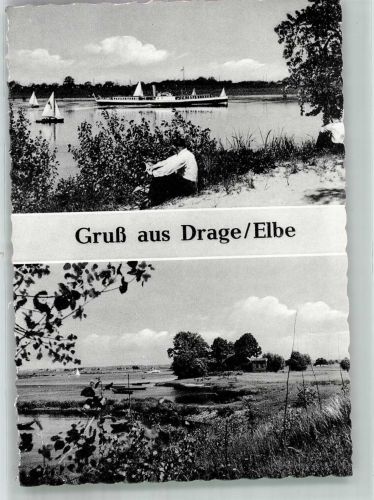 21423 W2090 Drage , Elbe - Elbe Schwimmbad Gasthaus Umland Lauenburger Dampfer