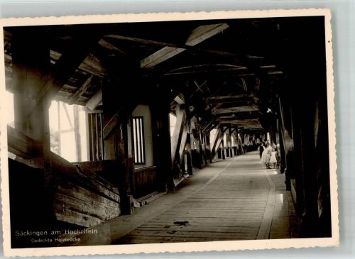 79713 W7880 Bad Säckingen Foto AK Gedeckte Holzbrücke