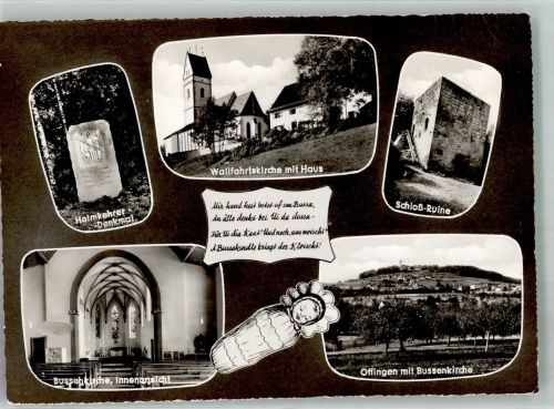 88524 W7946 Bussen , Württ 1954 Foto AK Heimkehrer Denkmal Walffahrts- Kirche Schloss Ruine
