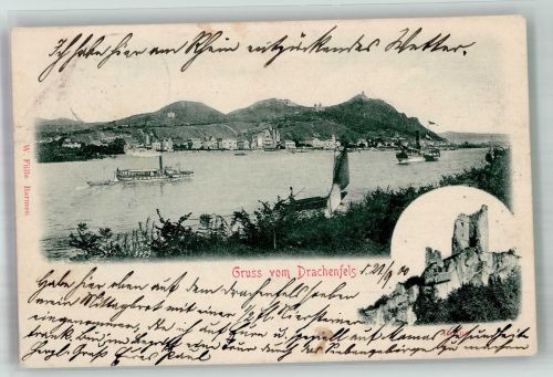 53639 W5330 Drachenfels 1900 Foto AK Burg Drachenfels