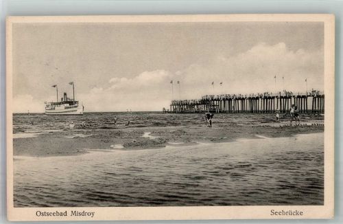 Misdroy Miedzyzdroje 1937 Foto AK Seebrücke Dampfer