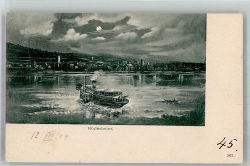 65385 W6220 Rüdesheim am Rhein 1904 Mondschein Dampfer