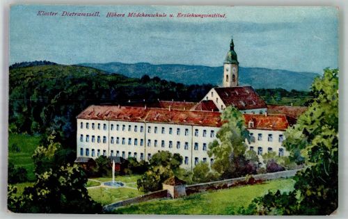 83623 W8157 Dietramszell Foto AK Kirche Kloster DietramszellHöhere Mädchenschule und Erziehungsanstalt