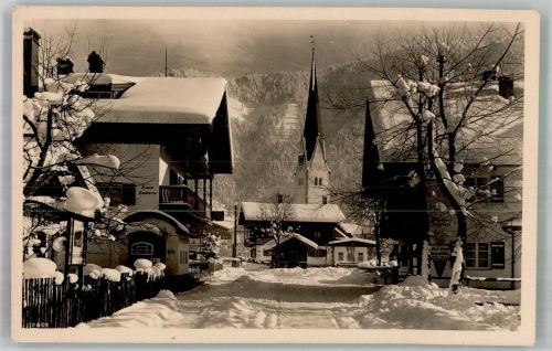 83727 W8163 Bayrischzell 1937 Winter Kirche Dorfpartie