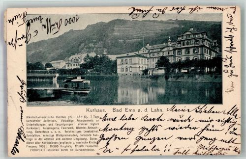 56130 W5427 Bad Ems 1906 Foto AK Kurhaus