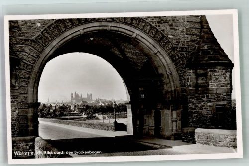 67547 W6520 Worms 1955 Foto AK Blick durch den Brückenbogen