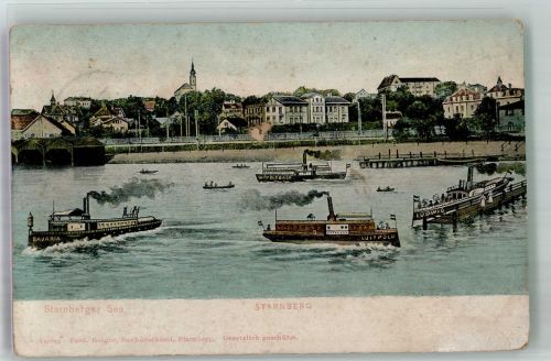 82319 W8130 Starnberg 1912 Foto AK Starnberger See Dampfer