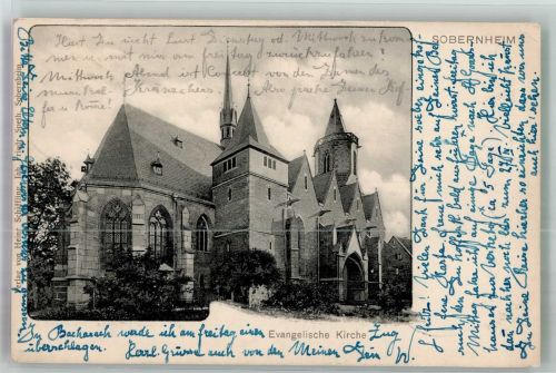 55566 W6553 Sobernheim 1901 Foto AK Ev. Kirche