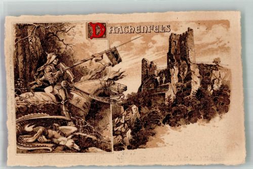 53639 W5330 Königswinter Lithographie Burg Drachenfels