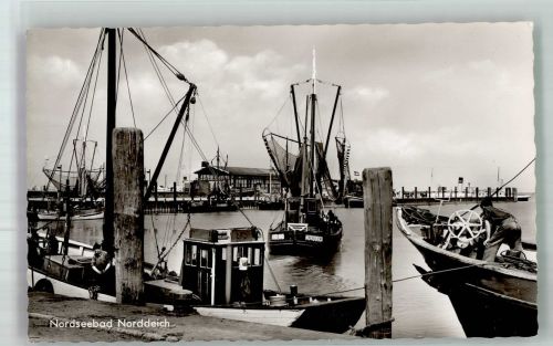 26506 W2980 Norddeich , Ostfriesl Foto AK Hafen Fischerboote