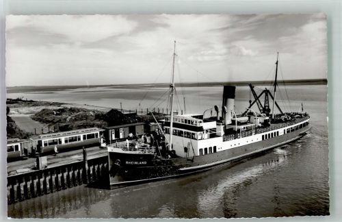 26757 W2972 Borkum Foto AK Eisenbahn Dampfer Rheinland Hafen