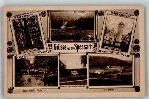 91586 W8814 Lichtenau , Mittelfr Foto AK Spessart Schloss Mespelbrunn Jagdschloss Luitpoldshöhe