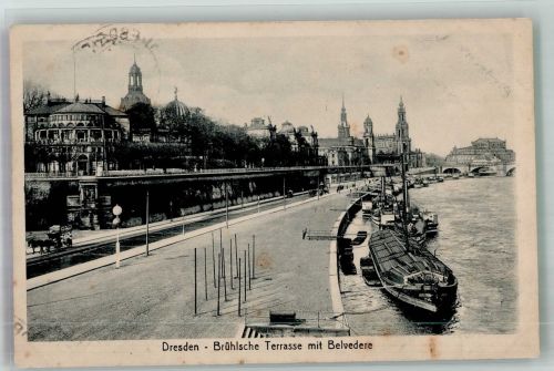 01067 O8000 Dresden 1917 Foto AK Brühlsche Terrasse mit Belvedere Feldpost WK I