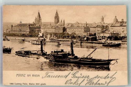 55116 W6500 Mainz a Rhein 1905 Foto AK Raddmapfer Rhein