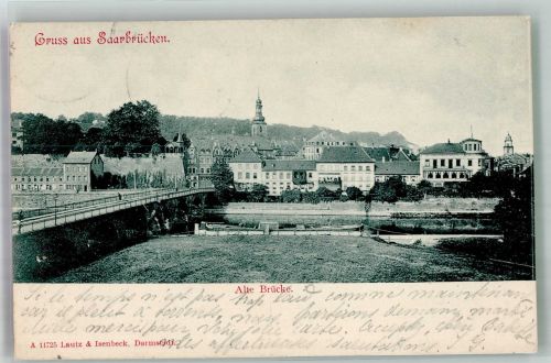 66111 W6600 Saarbrücken 1902 Foto AK Alte Brücke