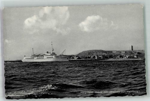 27498 W2192 Helgoland Foto AK Dampfschiff Wappen von Hamburg auf Reede