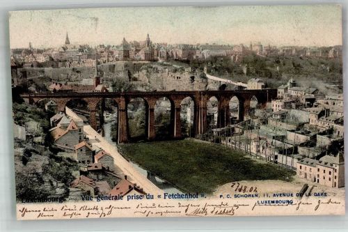 Luxembourg Luxemburg 1902 Foto AK Eisenbahn- Viadukt Fetchenhof