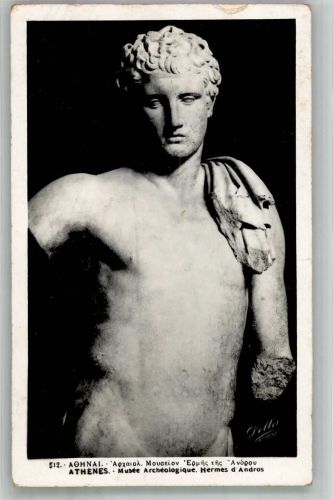 Athen Athenes Foto AK Denkmal Hermes d. Andros Museum