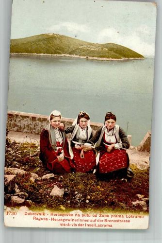 Dubrovnik Ragusa 1911 Foto AK Tracht Herzegowinerinnen Brenostrasse