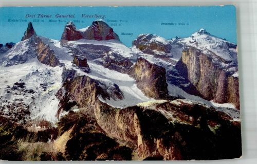 6774 Tschagguns Foto AK Drei Türme Gauertal Vorarlberg Photochromiekarte