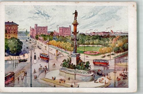 1020 Wien 2. Bezirk, Leopoldstadt Gebrauchsspuren Praterstern Denkmal Tegetthoff Straßenbahn Künstlerkarte