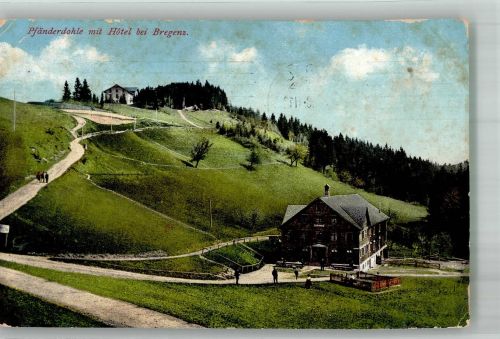 6900 Bregenz 1910 Gebrauchsspuren Hotel Pfänderdohle Photochromiekarte