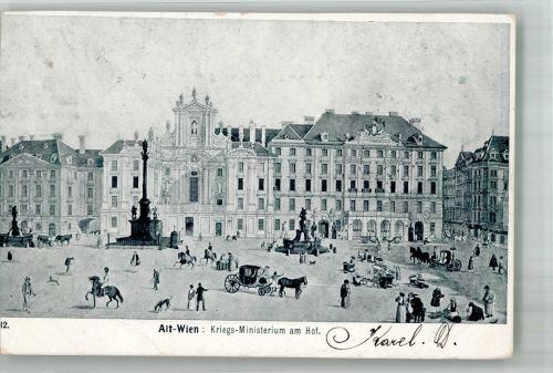 1010 Wien 1. Bezirk, Innere Stadt 1899 Gebrauchsspuren AltWien Kriegs-Ministerium am Hof beschnitten