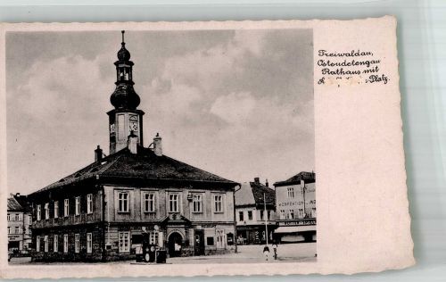 Jesenik Freiwaldau Gebrauchsspuren WK II Rathaus Adolf Hitler Platz