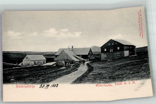 Wiesenbaude 1902 Foto AK Riesengebirge Gasthaus